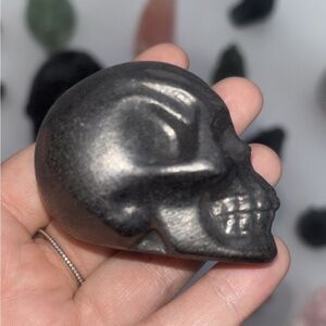 Black Shungite Skull Carving